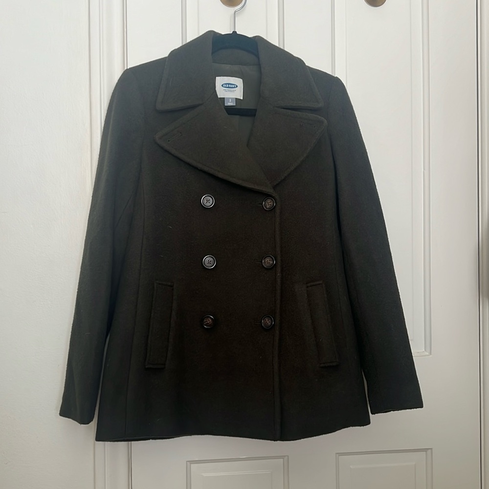 OLD NAVY Forrest green double breasted peacoat